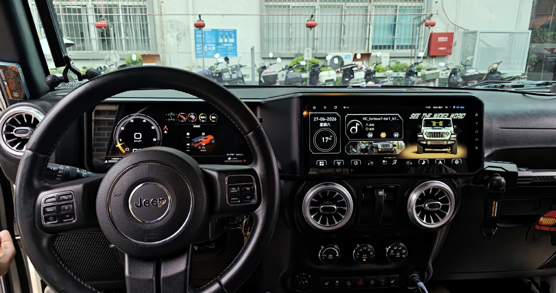 Cross-border applicable to Jeep Wrangler dual-screen models 10-17 24inch Android smart car navigation all-in-one device