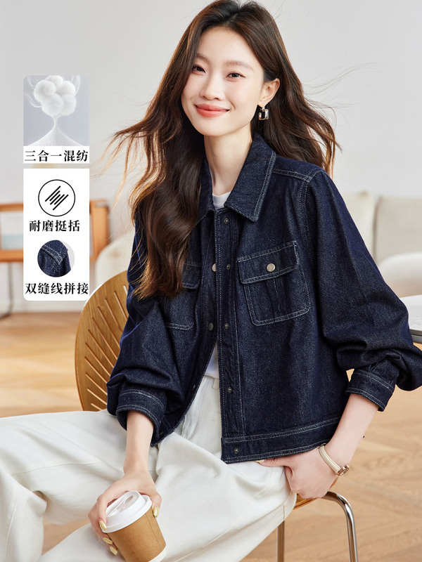 棉茧 韩系短款水洗牛仔外套衬衣女2025新款春秋季复古衬衣夹克|undefined