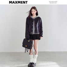 MAXMENT冬款休闲廓形毛呢短款外套+连帽加厚百搭毛衣