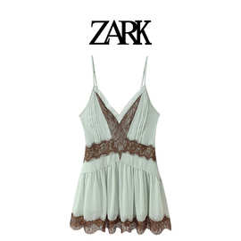 ZARK 欧美新款时尚蕾丝拼接短连衣裙 跨境外贸女装批发 7200315