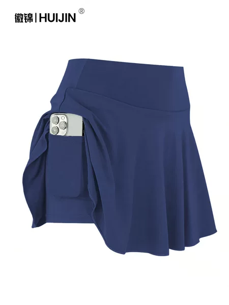 Xiyin's best-selling quick-dry pleated skirt, faux two-piece pocket sports skirt for women, high-waisted slimming golf and yoga skirt