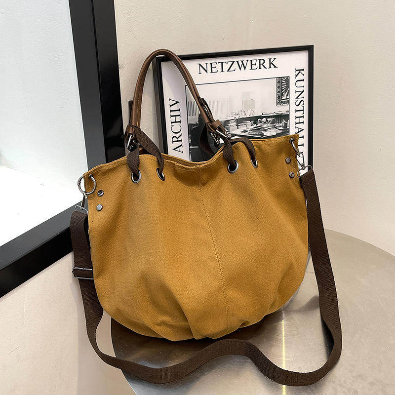 Japanese Retro Large Capacity Tooling Canvas Bag Multi-Functional Shoulder Crossbody Bag College Student Commuter Tote Bag Japanese Retro Large Capacity Tooling Canvas Bag Multi-Functional Shoulder Crossbody Bag College Student Commuter Tote Bag