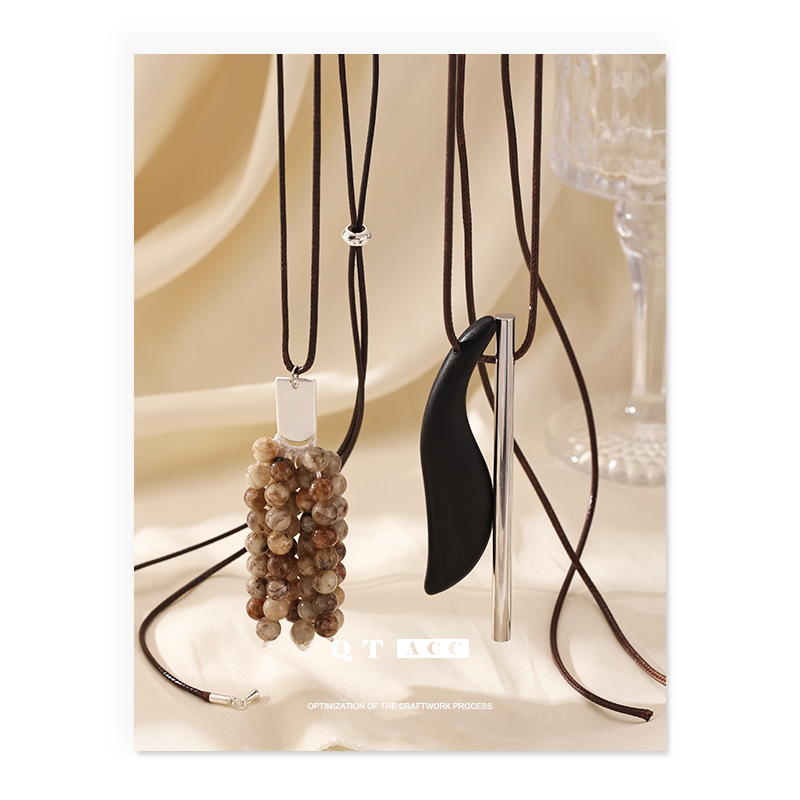 La moda europea y americana transfronteriza alta sensación de cuentas delicadas collares de acero de aluminio para mujeres simple versátil otoño y invierno nuevos adornos image 1