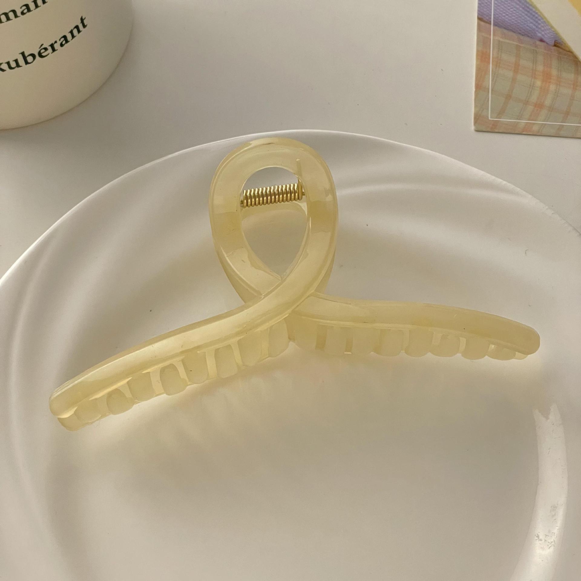 Pinza de pelo blanco femenino verano alto sentido Cabeza trasera updo tiburón clip gran horquilla esmerilado baño horquilla tocado