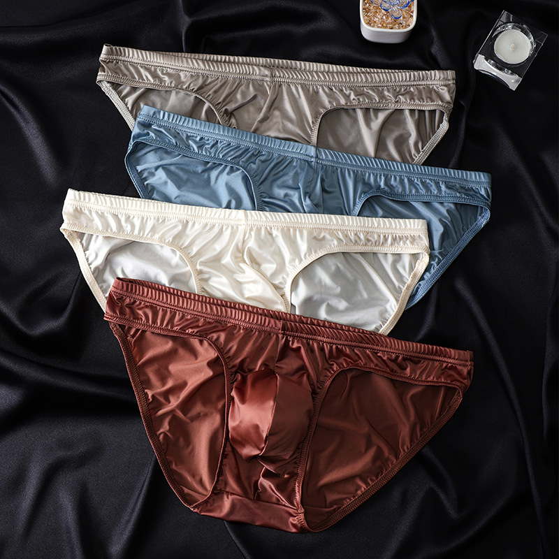 Satin Ice Silk Briefs Men's Underwear Cool Bikini Sexy Hip-Lifting Men's Slim Fit Cross-Border Trade