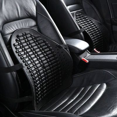 Car Lumbar Support Cushion for Office Seat, Breathable Double Back Cushion for Summer Use (Waist support) - comfortable-lumbar-support-black