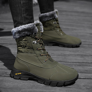 Cross-Border Large Size New Snow Cotton Boots Winter Casual High-Top Wear-Resistant Anti-Slip Plus Velvet Warm Outdoor Men's Cotton Shoes
