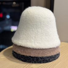 新款百搭加厚毛茸茸针织渔夫帽子女秋冬防寒保暖显脸小水桶帽盆帽