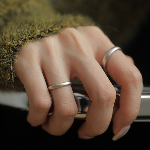Retro Matte Sanding Plain Circle Ring for Women Couple's Matching Rings Adjustable Open Design,  New Arrival