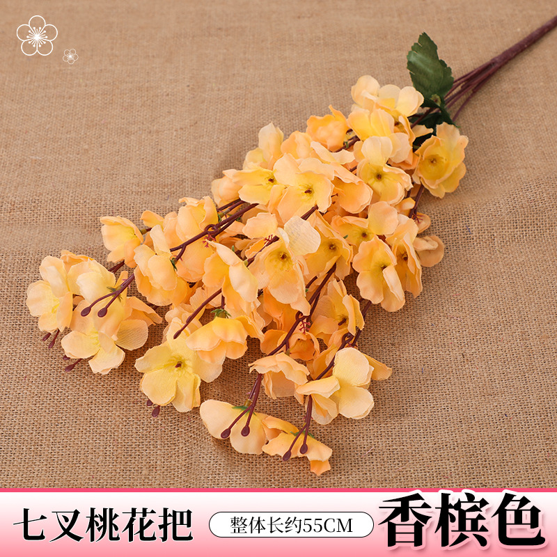 Simulación de ramas de flor de durazno, ramas de flor de ciruelo de cera falsa, flores de cerezo, flores de plástico, flores falsas, arreglos florales de piso, decoración de árboles de paisaje