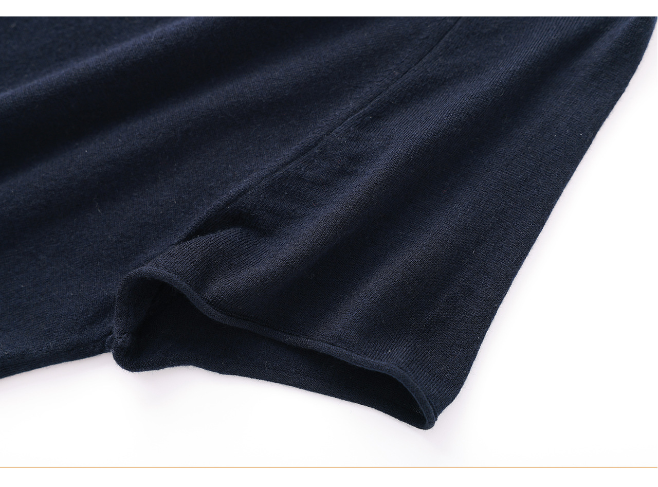 Áo cardigan len nhỏ tay ngắn dáng rộng phong cách lười biếng — màu xanh navy chi tiết 31