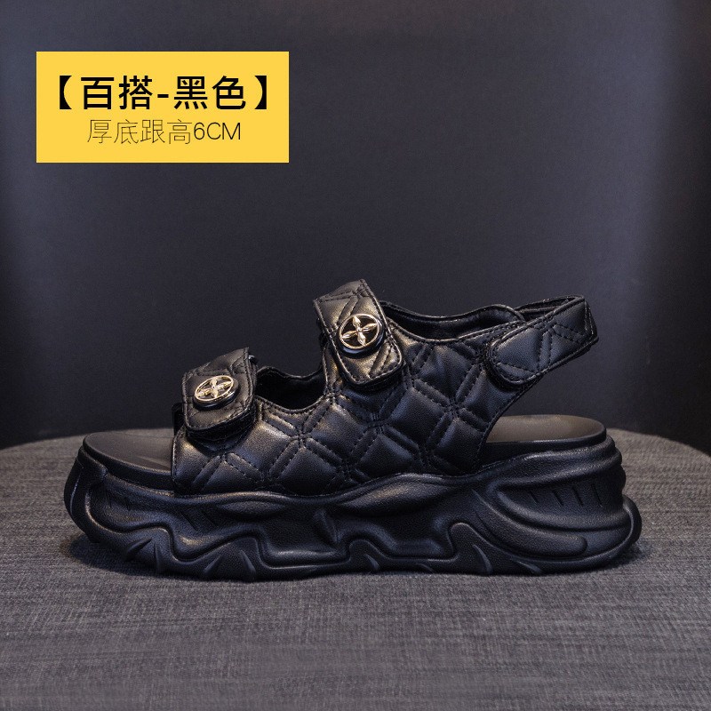 Sandalias estilo hada femenina nuevo verano 2024 100 mujeres Magdalenas de fondo grueso pegatinas mágicas sandalias deportivas de playa