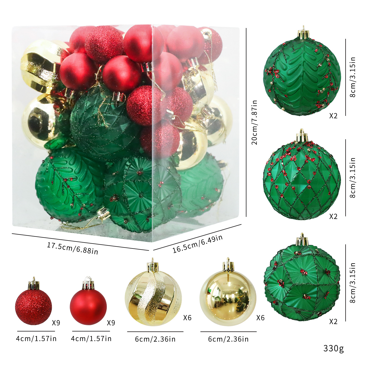 Shengyuan nueva caja de bola de Navidad galvanizada 36pcs decoración de árbol de Navidad ventana decoración de personalidad