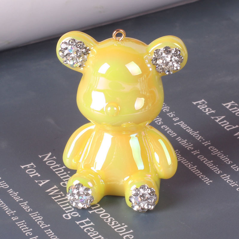 Accesorios de joyería de bricolaje artesanía de resina muñeca de dibujos animados animal lindo oso violento llavero colgante decoración de diamantes image 7