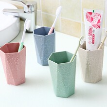 小麦秸秆菱形杯子刷牙杯漱口杯家用情侣牙刷杯麦香洗漱杯T