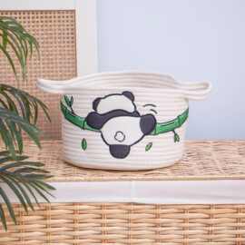 熊猫棉绳收纳筐家居卧室衣物收纳 跨境脏衣篓杂物零食玩具整理筐
