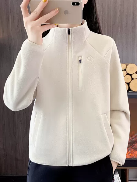 26R518 Women's Fleece Sweatshirt for Autumn and Winter, Thickened Double-Sided Fleece Cardigan, suitable for inner or outer wear