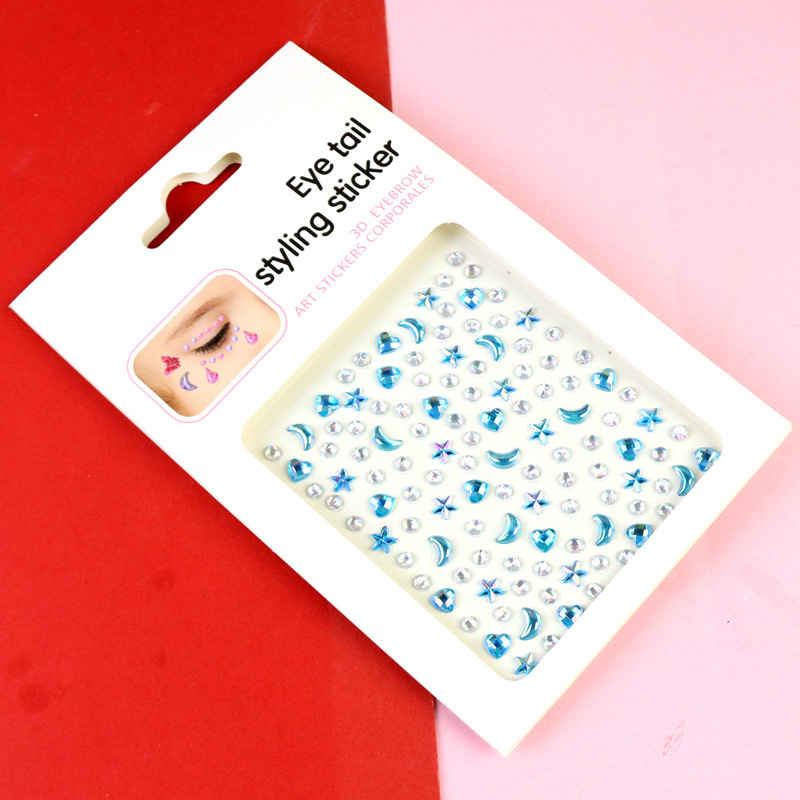 Transfronterizo AB diamantes coloridos joyas de maquillaje de ojos maquillaje facial pegatinas de diamante para niños espectáculo de escenario pegatinas faciales pegatinas de cristal perlas