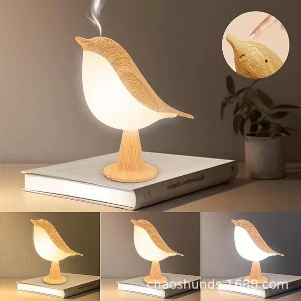 Creative Magpie aromatherapy led car Decoration lamp bedroom bedside Bird night light charging touch atmosphere table lamp