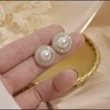 Silver needle, universal earrings from pearl, silver 925 sample, Korean style, french style, flowered, wholesale