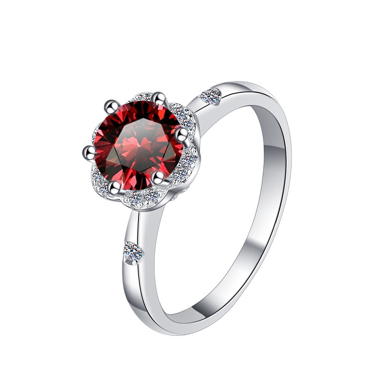 s925 スターリングシルバー指輪クロスボーダーオリジナルカラー宝石 1 カラットインターネット有名人の結婚指輪卸売 D カラーモアッサナイトリング花束|undefined