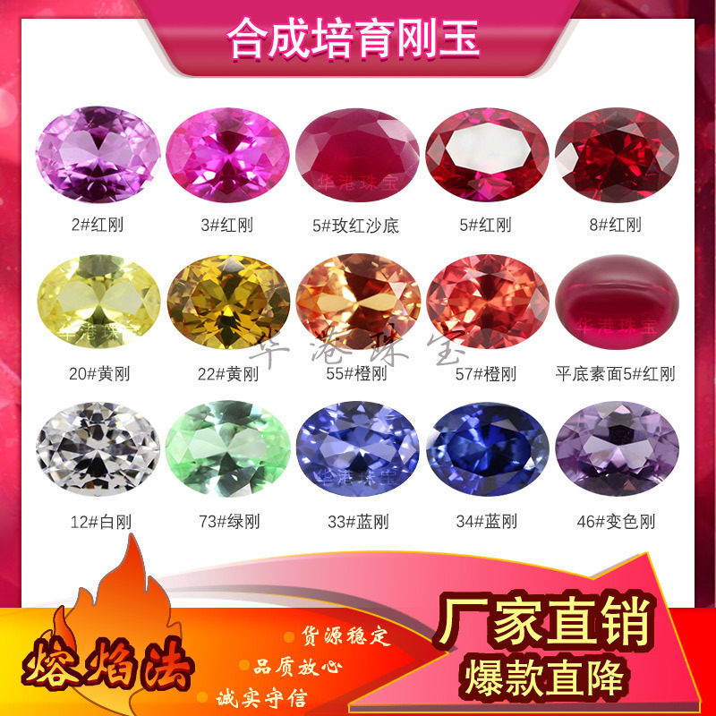 Egg-shaped red, blue, white, orange and green corundum nude stone ring Oval 5# 2# 3# 8# synthetic Ruby Sapphire