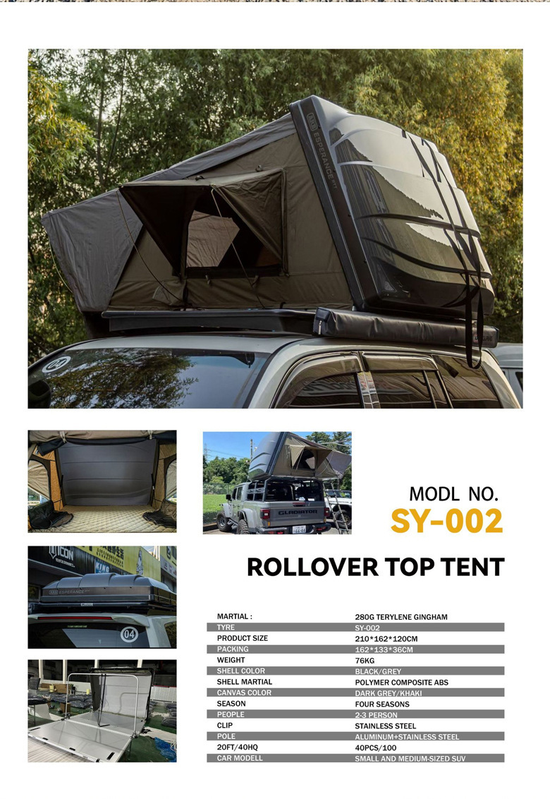 Roof Tent Rollover Suv Car Outdoor Quick-Open Car Foldableing Abs Aluminum Alloy Hard Top Roof Tent