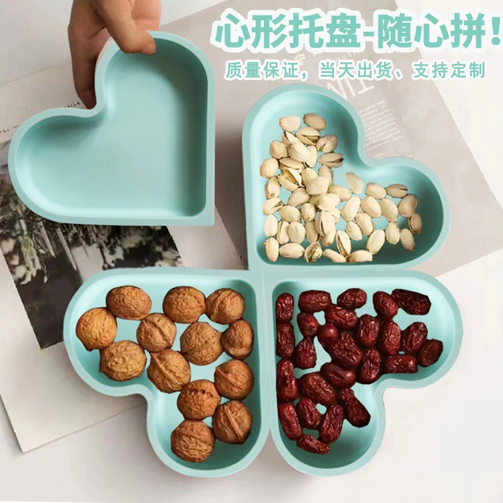 Эксклюзивный силиконовый поднос в форме сердца для трансграничной торговли, штабелируемый контейнер для сухофруктов, поднос для орехов своими руками, коробка для конфет в форме четырехлистного клевера.