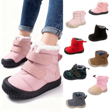 冬季保暖童鞋休闲软底儿童雪地靴魔术贴加绒靴子男女宝宝儿童棉鞋