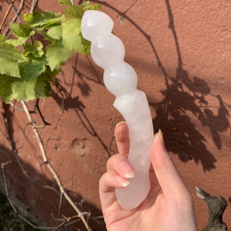 天然白水晶雕刻原石打磨水晶按摩棒 图 13