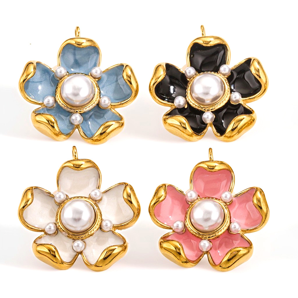 Nuevos pétalos de rosa colgante de goteo de aceite diseño chino retro temperamento simple tridimensional diy perlas pendientes