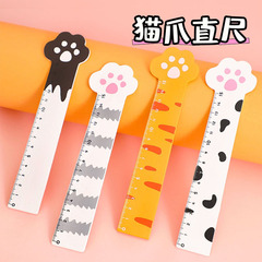 かわいい少女の心の猫の爪の直尺の15cmの木製の絵画は定規の小学生の韓国の漫画の文房具の贈り物を測量します。
