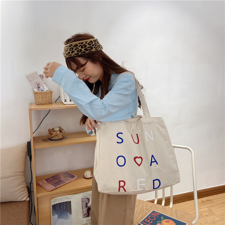 03295 Casual canvas bag, cute girl Japanese style bag, Harajuku chic student large capacity single-shoulder bag undefined