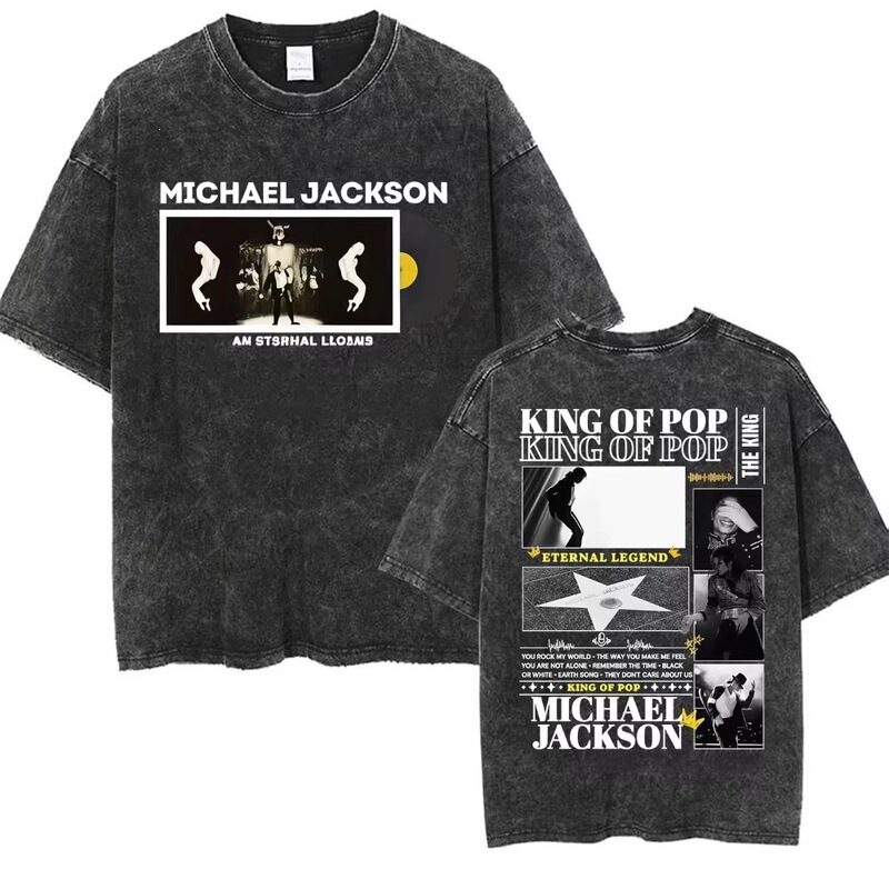 Washed Vintage Michael Jackson Thriller Graphic T-Shirt for Men and Women, Fashionable Retro Gothic Short-Sleeve T-Shirt for Men Washed Vintage Michael Jackson Thriller Graphic T-Shirt for Men and Women, Fashionable Retro Gothic Short-Sleeve T-Shirt for Men