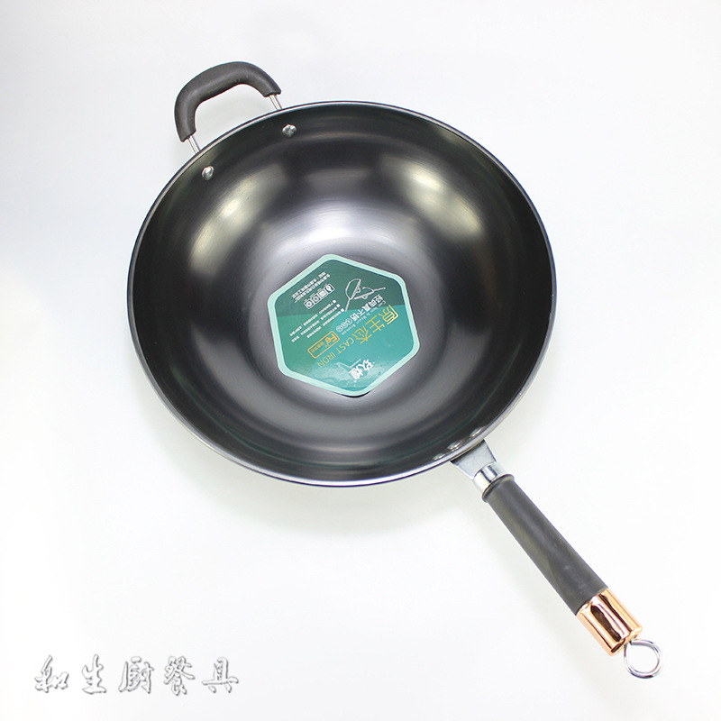 Qihuangxuan 철 진짜 스테인레스 wok 코팅되지 않은 가정용 단일 핸들 요리 냄비 도매 가스 스토브 유도 밥솥 유니버설