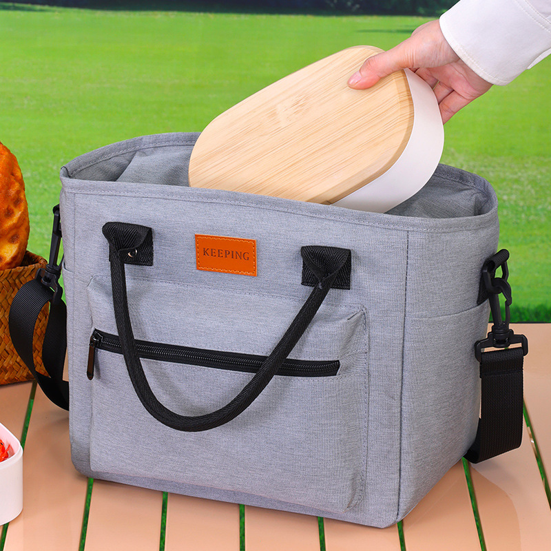 Bolsa de almuerzo portátil, bolsa de almuerzo de aluminio grueso portátil, bolsa de almuerzo de gran capacidad, bolsa de aislamiento térmico para estudiantes de oficina