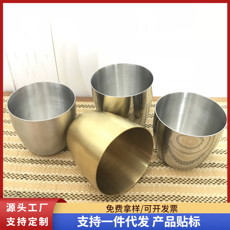 304 tazas de cerveza de acero inoxidable engrosadas tazas coreanas tazas de agua redondas de una sola capa tazas de comidas tazas de logotipo creativo