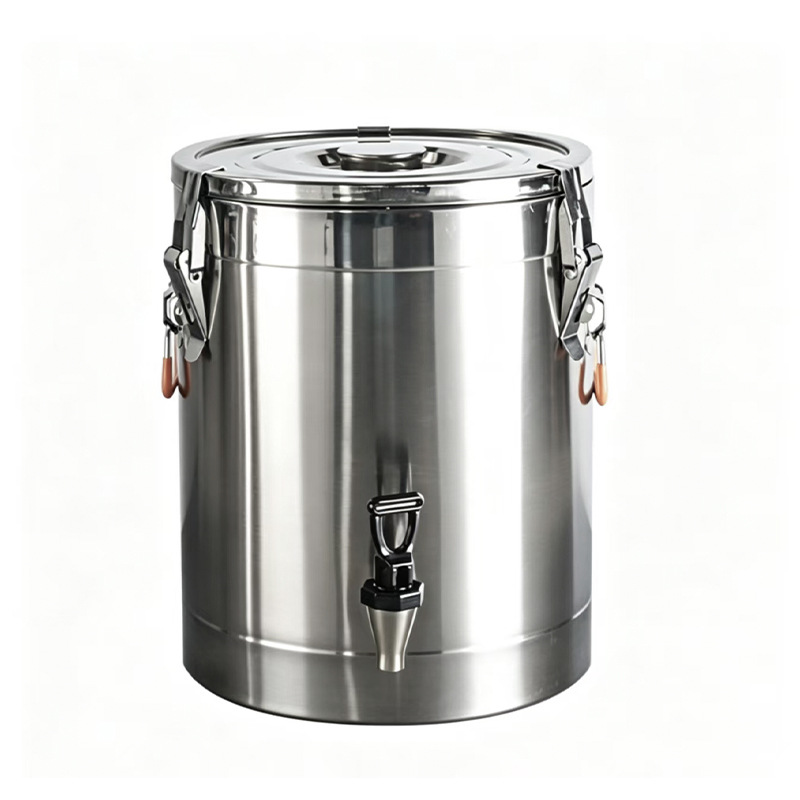 Cubo aislado de acero inoxidable 304 Cubo de hielo de gran capacidad para puestos en el mercado nocturno Cubo de arroz aislado comercial engrosado de doble capa Cubo de té con leche