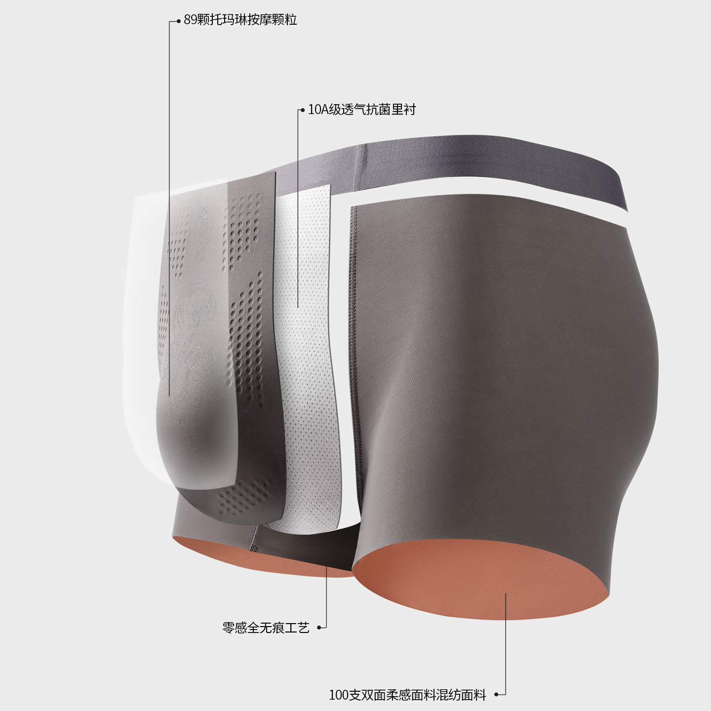 2026 nueva hierba Ganoderma Ganoderma Ginseng mantenimiento y masaje gránulos 100 pantalones íntimas de hombre de doble cara ventilación masculina