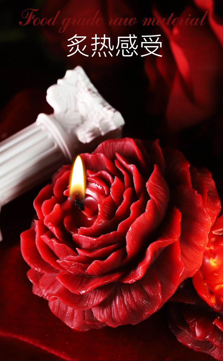 Low Temperature Massage Candle with Soy Wax in Heart and Peony Red Styles — detail image 3