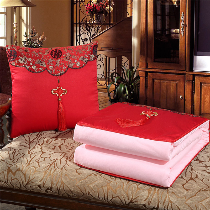 Chinese-style embroidered pillow quilt car pillow blanket cushion quilt to print LOGO gift pillow Chinese knot