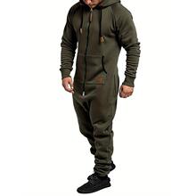 A 24742 Solid Color Hooded Fleece Jumpsuit ��ɫ��ñ������