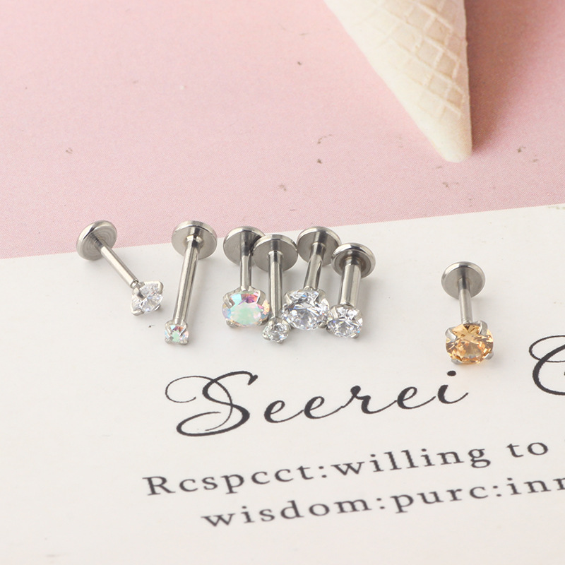 Simple Style Water Droplets Stainless Steel Metal Zircon Ear Studs 1 Piece