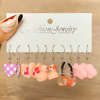 Children's earrings, set, cartoon resin, suitable for import, new collection, 5 pieces, wholesale