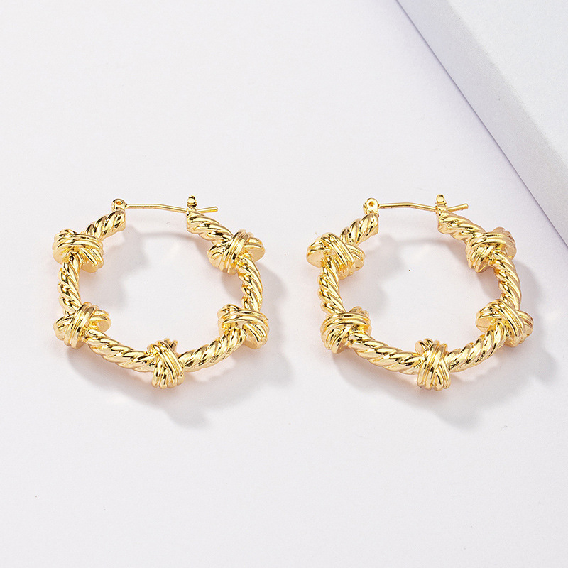 Metal Texture Knoted Geometric Fashion Earrings Wholesale Jewelry Nihaojewelry display picture 2