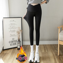 孕妇打底裤加绒加厚秋冬季低腰款外穿鲨鱼皮裤休闲托腹可调节裤子