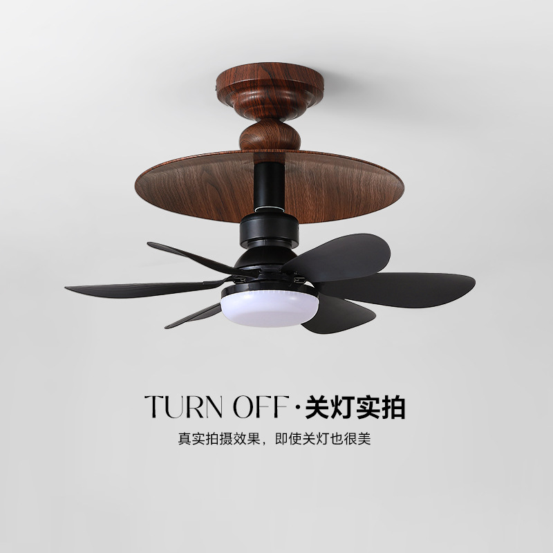 Fan Lamp French Retro Silent High-End New Restaurant Small Fan Integrated Ceiling Fan Lamp Bedroom Home