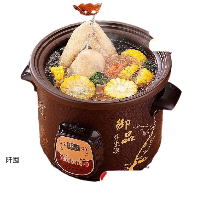 家庭用2.5-6l黒紫砂電気シチュー鍋紫土鍋予約煮粥鍋スープ鍋陶磁器電気土鍋|undefined