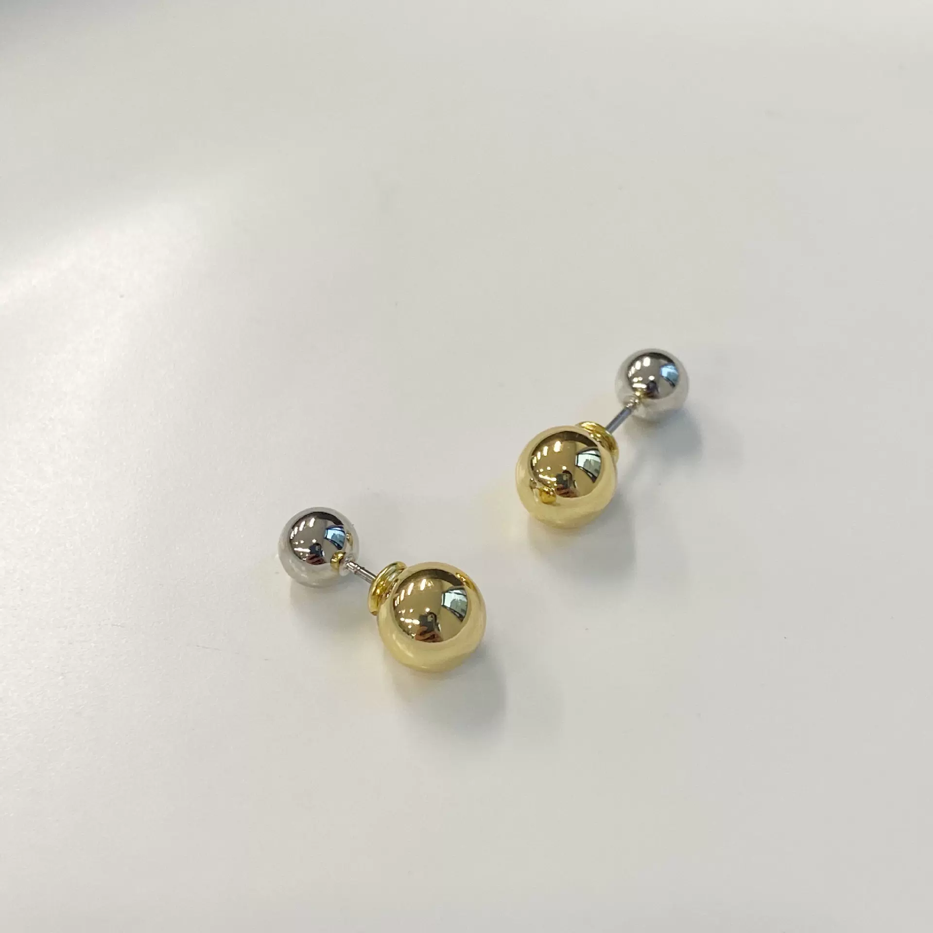 时尚圆球法式气质简约通勤大小前后耳钉小众设计冷淡高级感耳饰