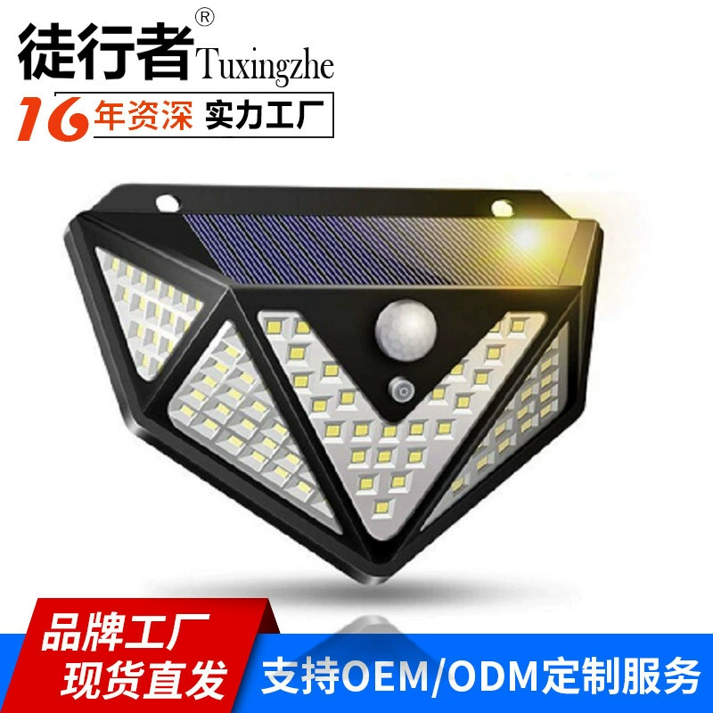 Новый солнечный светильник сада Открытый три настенный светильник человека Индукционная лампа Бытовой Настенный светильник водонепроницаемый супер яркий светодиодный светильник